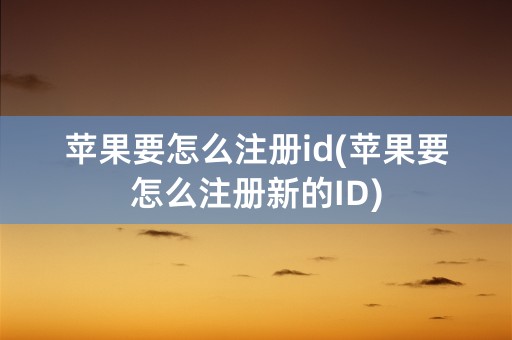 苹果要怎么注册id(苹果要怎么注册新的ID)