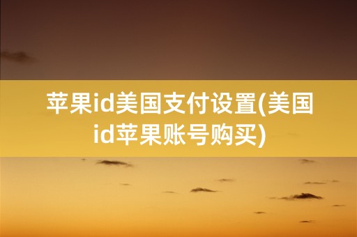 苹果id美国支付设置(美国id苹果账号购买)