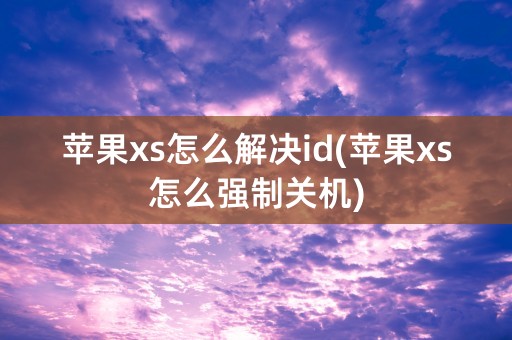 苹果xs怎么解决id(苹果xs怎么强制关机)