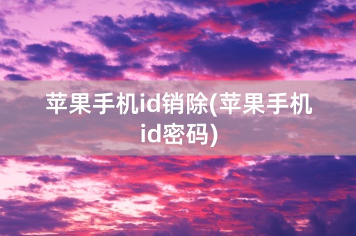 苹果手机id销除(苹果手机id密码)