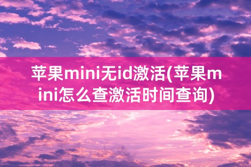 苹果mini无id激活(苹果mini怎么查激活时间查询)