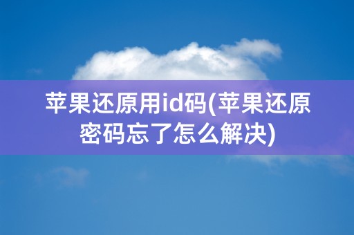 苹果还原用id码(苹果还原密码忘了怎么解决)