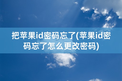 把苹果id密码忘了(苹果id密码忘了怎么更改密码)