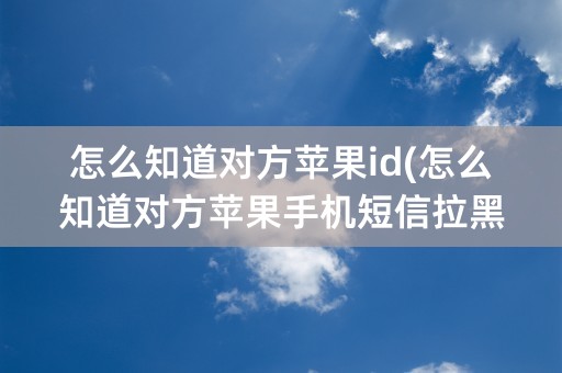 怎么知道对方苹果id(怎么知道对方苹果手机短信拉黑你)