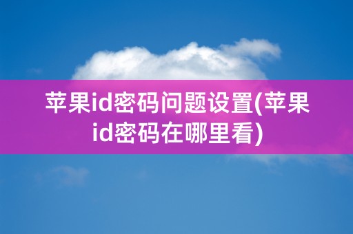 苹果id密码问题设置(苹果id密码在哪里看)