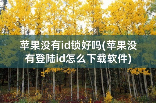 苹果没有id锁好吗(苹果没有登陆id怎么下载软件)