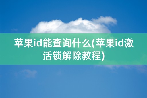 苹果id能查询什么(苹果id激活锁解除教程)