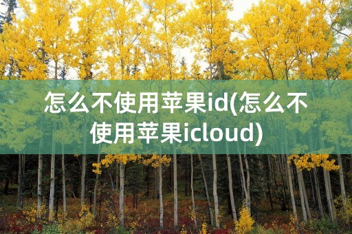 怎么不使用苹果id(怎么不使用苹果icloud)