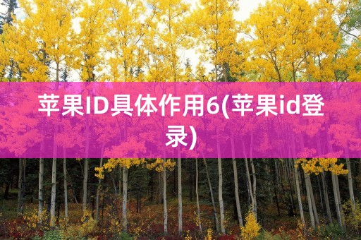 苹果ID具体作用6(苹果id登录)