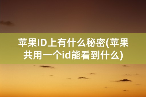 苹果ID上有什么秘密(苹果共用一个id能看到什么)