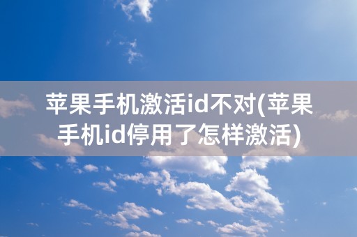 苹果手机激活id不对(苹果手机id停用了怎样激活)