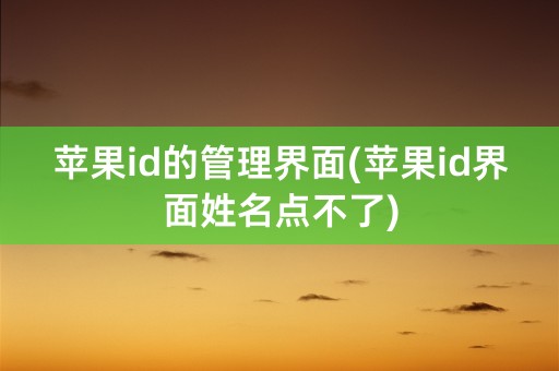 苹果id的管理界面(苹果id界面姓名点不了)