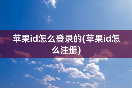 苹果id怎么登录的(苹果id怎么注册)