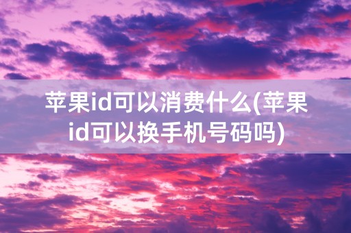 苹果id可以消费什么(苹果id可以换手机号码吗)