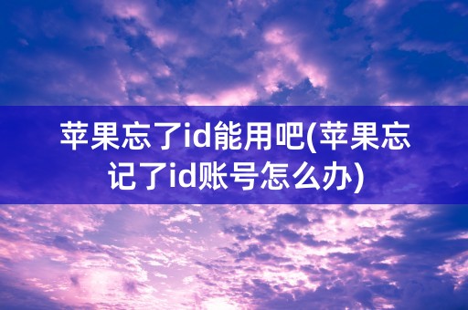 苹果忘了id能用吧(苹果忘记了id账号怎么办)