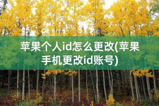 苹果个人id怎么更改(苹果手机更改id账号)