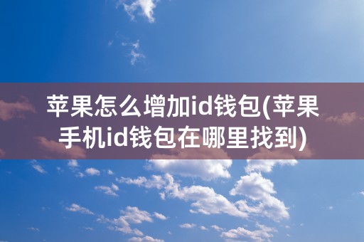 苹果怎么增加id钱包(苹果手机id钱包在哪里找到)