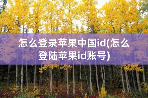 怎么登录苹果中国id(怎么登陆苹果id账号)