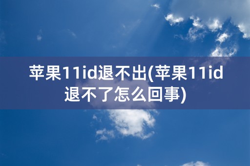 苹果11id退不出(苹果11id退不了怎么回事)