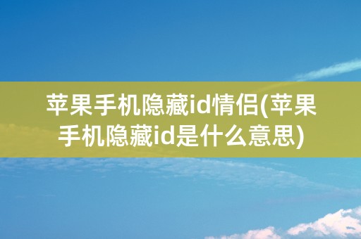 苹果手机隐藏id情侣(苹果手机隐藏id是什么意思)