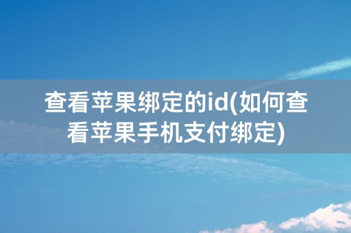 查看苹果绑定的id(如何查看苹果手机支付绑定)