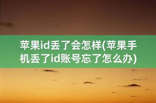 苹果id丢了会怎样(苹果手机丢了id账号忘了怎么办)