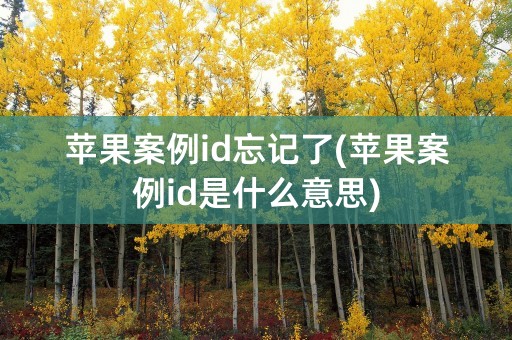 苹果案例id忘记了(苹果案例id是什么意思)