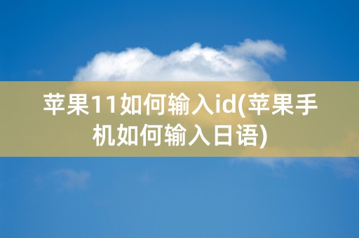 苹果11如何输入id(苹果手机如何输入日语)