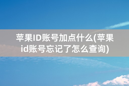 苹果ID账号加点什么(苹果id账号忘记了怎么查询)