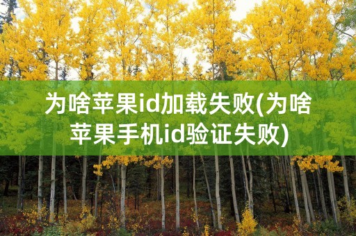 为啥苹果id加载失败(为啥苹果手机id验证失败)