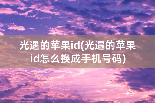 光遇的苹果id(光遇的苹果id怎么换成手机号码)