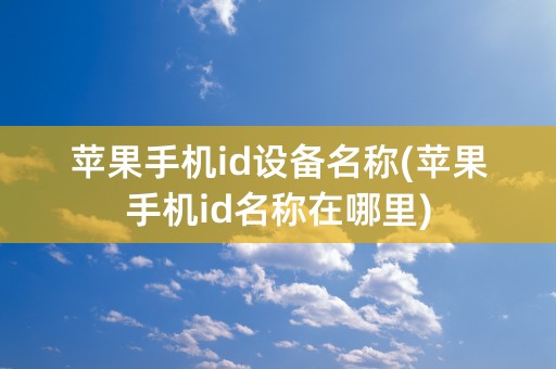 苹果手机id设备名称(苹果手机id名称在哪里)