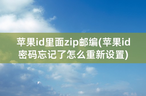 苹果id里面zip邮编(苹果id密码忘记了怎么重新设置)