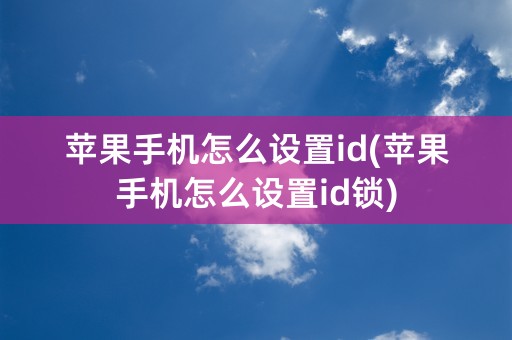 苹果手机怎么设置id(苹果手机怎么设置id锁)