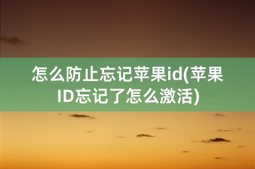 怎么防止忘记苹果id(苹果ID忘记了怎么激活)