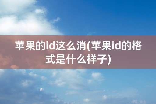 苹果的id这么消(苹果id的格式是什么样子)