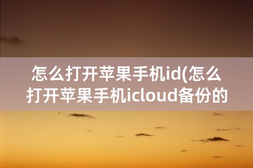 怎么打开苹果手机id(怎么打开苹果手机icloud备份的照片)