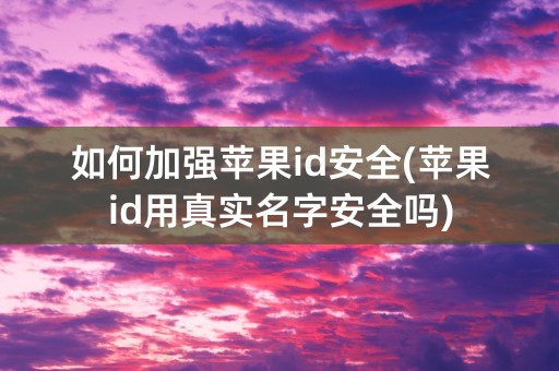 如何加强苹果id安全(苹果id用真实名字安全吗)