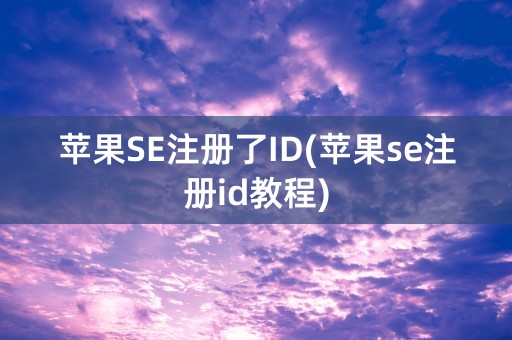 苹果SE注册了ID(苹果se注册id教程)