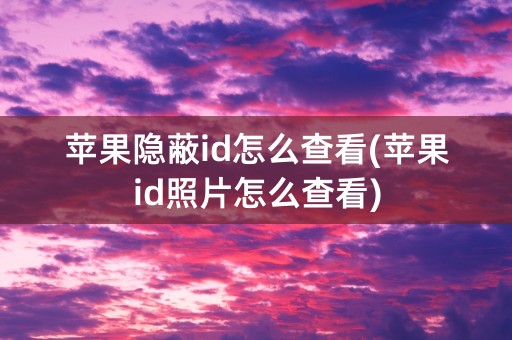 苹果隐蔽id怎么查看(苹果id照片怎么查看)