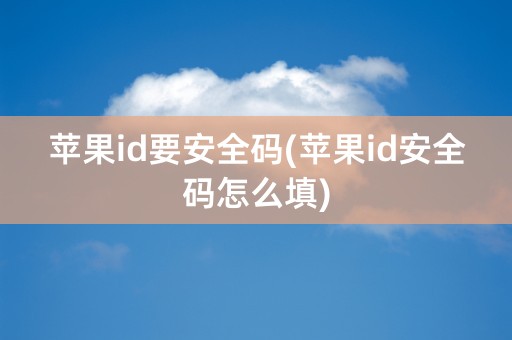 苹果id要安全码(苹果id安全码怎么填)