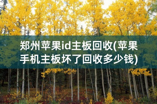 郑州苹果id主板回收(苹果手机主板坏了回收多少钱)