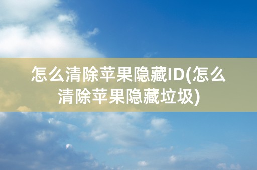 怎么清除苹果隐藏ID(怎么清除苹果隐藏垃圾)