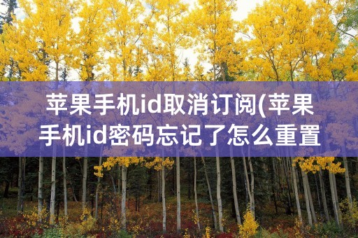 苹果手机id取消订阅(苹果手机id密码忘记了怎么重置)