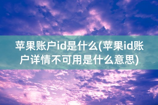 苹果账户id是什么(苹果id账户详情不可用是什么意思)