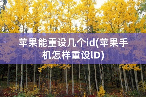 苹果能重设几个id(苹果手机怎样重设lD)