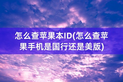 怎么查苹果本ID(怎么查苹果手机是国行还是美版)