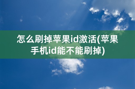 怎么刷掉苹果id激活(苹果手机id能不能刷掉)