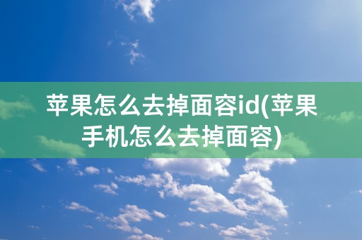 苹果怎么去掉面容id(苹果手机怎么去掉面容)