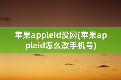 苹果appleid没网(苹果appleid怎么改手机号)